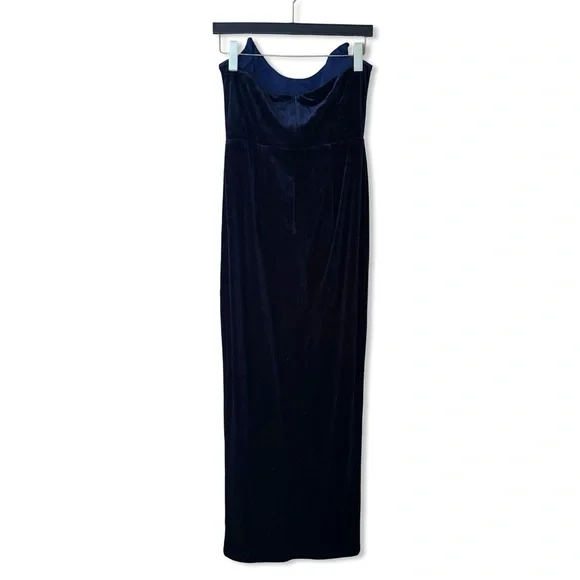 Superdown ryleigh strapless maxi dress Midnight Blue velvet high slit Revolve M - Picture 4 of 7